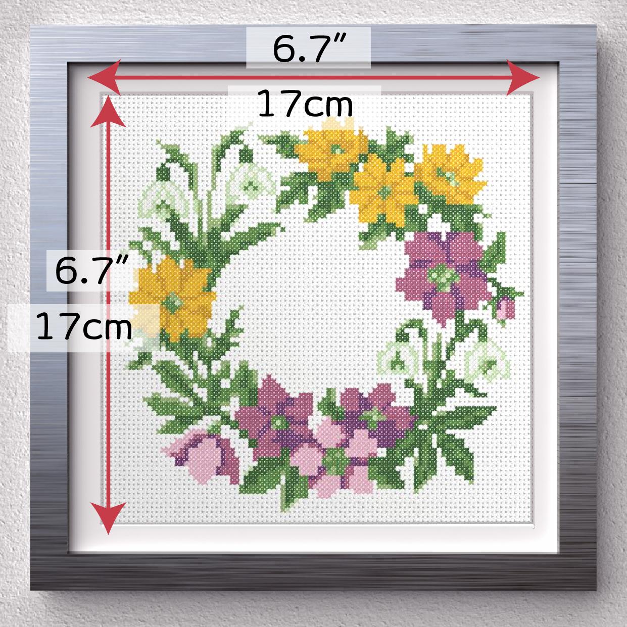 (刺繍キット販売)  フラワーリース クロスステッチ | 7枚目