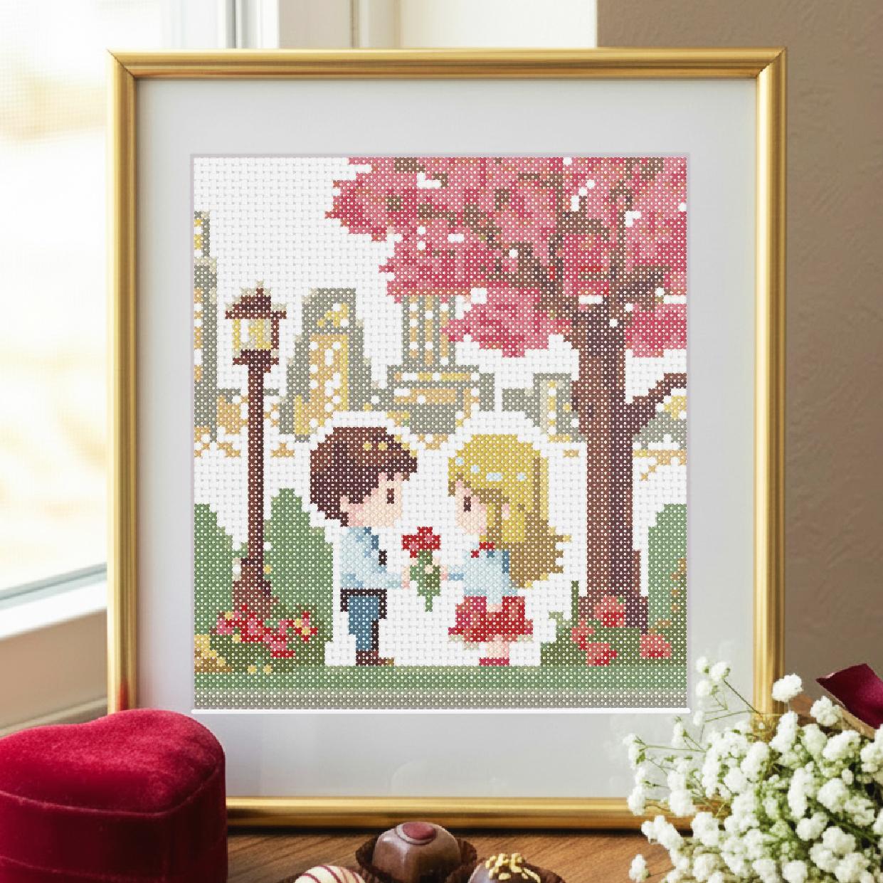 (刺繍キット販売)  バレンタインデー クロスステッチ