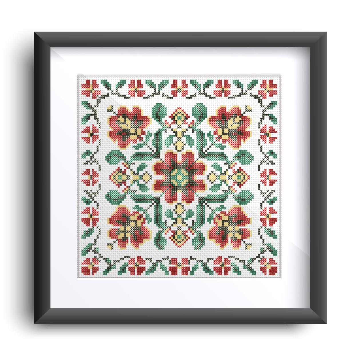 (刺繍キット販売)  Red flower クロスステッチ