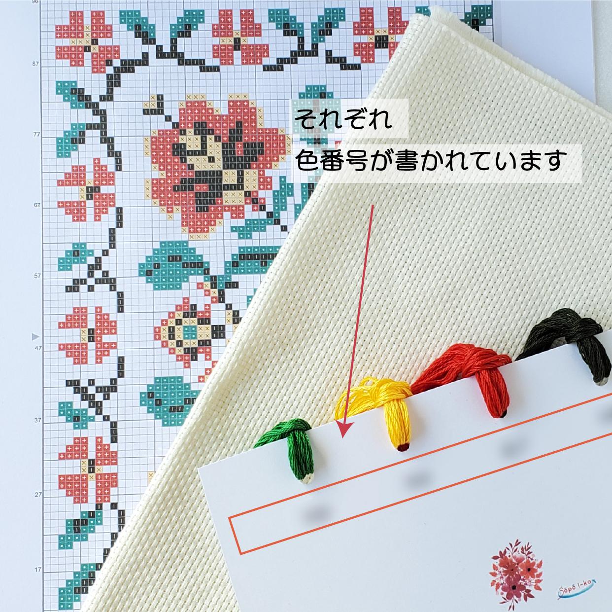(刺繍キット販売)  Red flower クロスステッチ | 5枚目