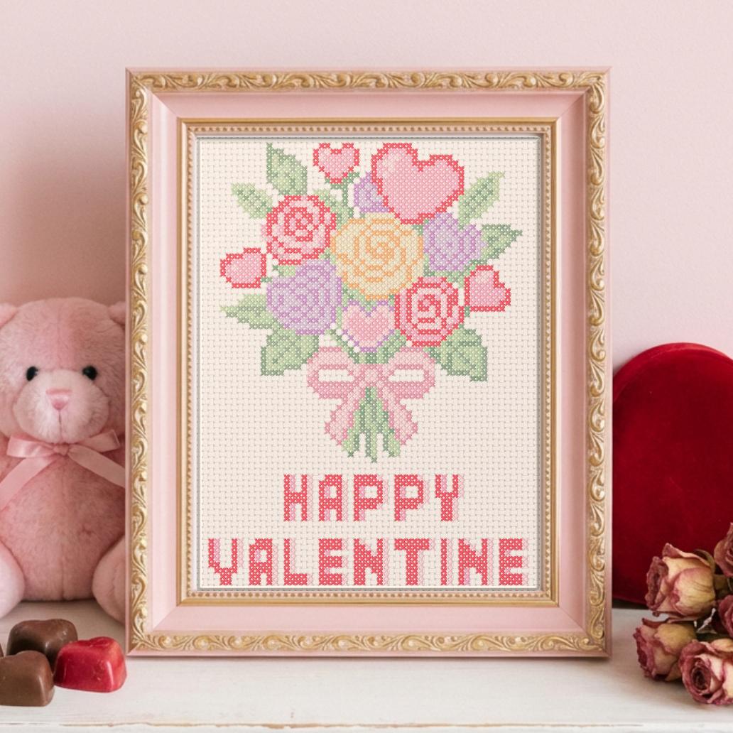 (刺繍キット販売)  バレンタイン ブーケ クロスステッチ