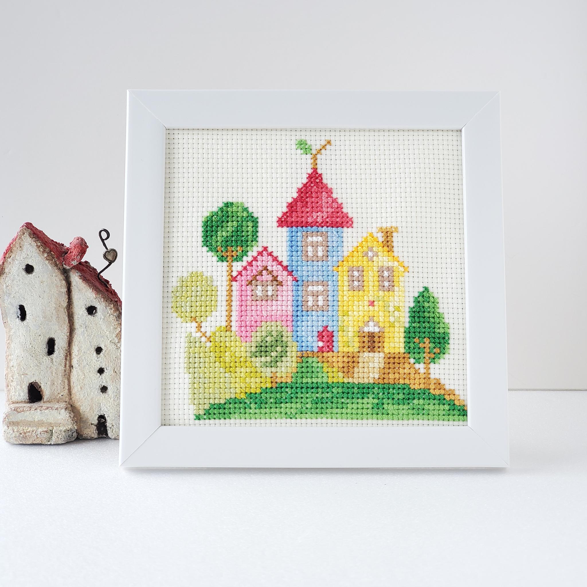 (刺繍キット販売)  絵本から飛び出した街並み クロスステッチ | 6枚目