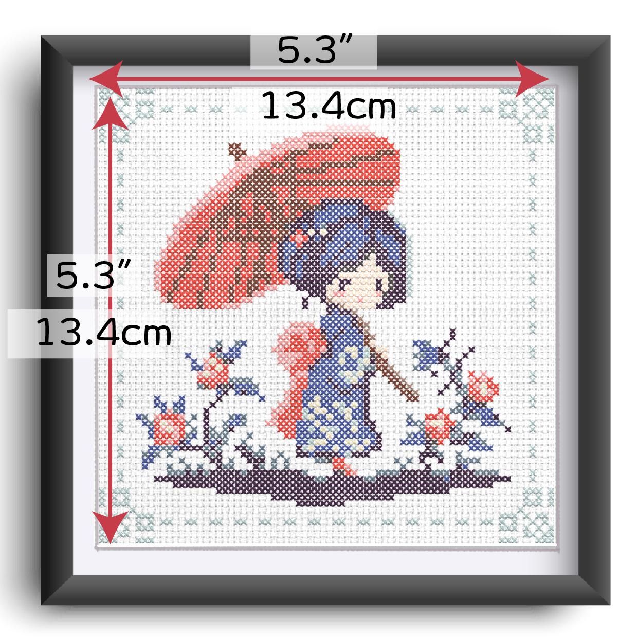 (刺繍キット販売)  赤い傘とお花 クロスステッチ | 6枚目