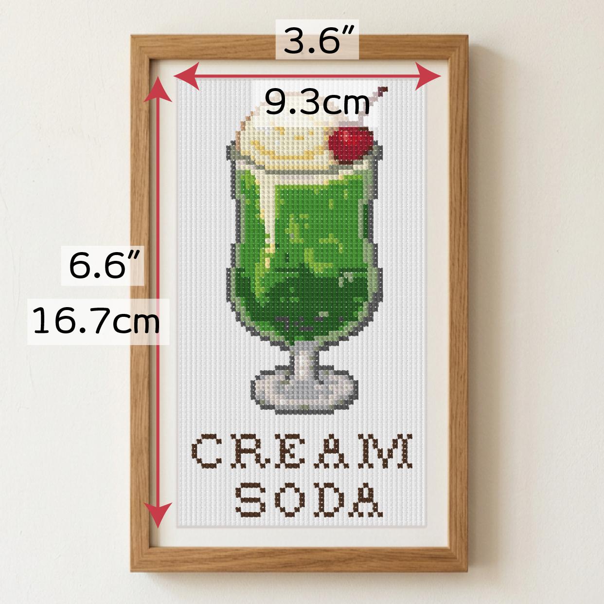 (刺繍キット販売)  レトロカフェ  クリームソーダ クロスステッチ | 5枚目