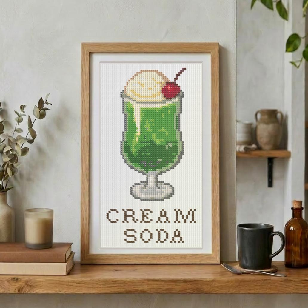 (刺繍キット販売)  レトロカフェ  クリームソーダ クロスステッチ | 7枚目