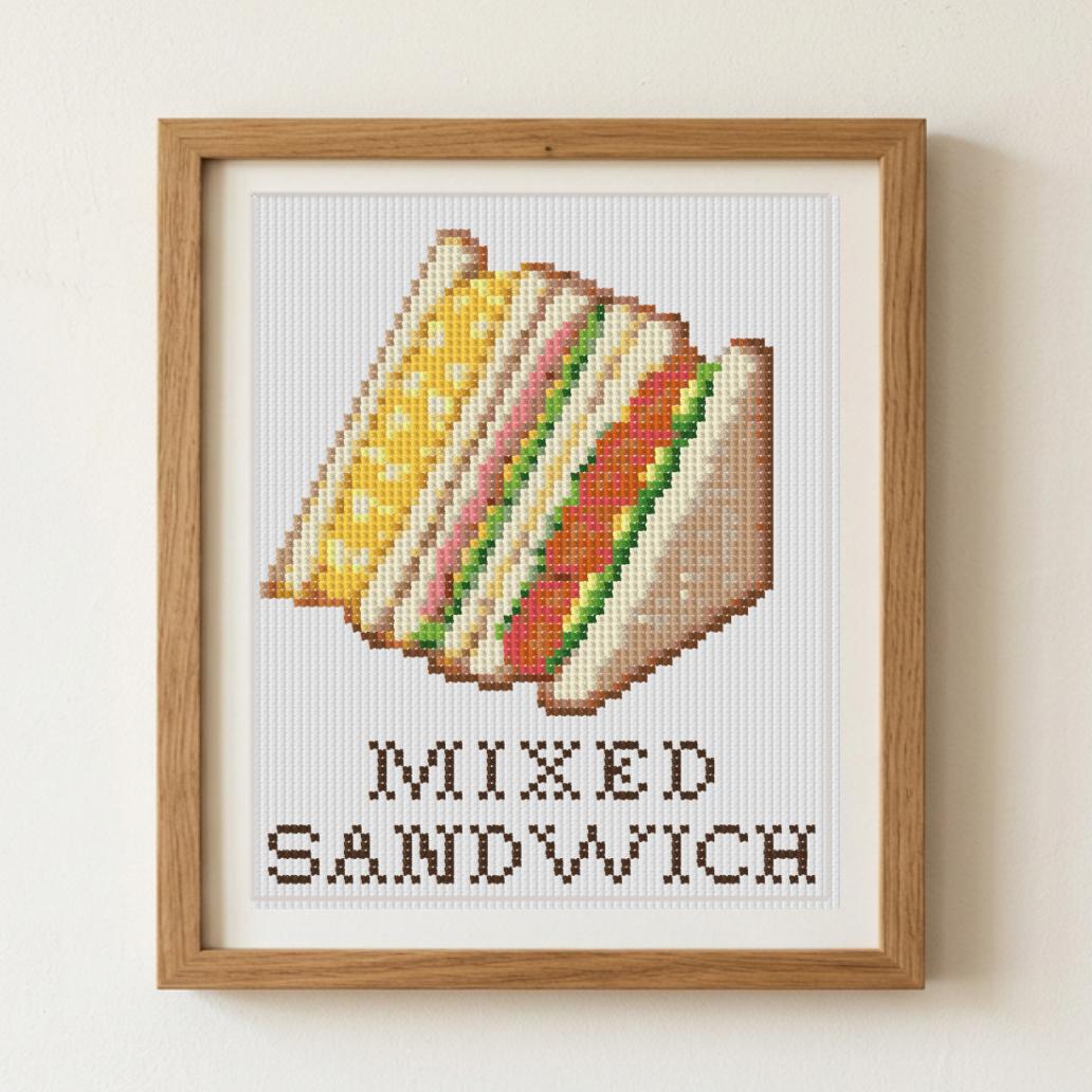 (刺繍キット販売)  レトロカフェ  サンドイッチ クロスステッチ | 9枚目