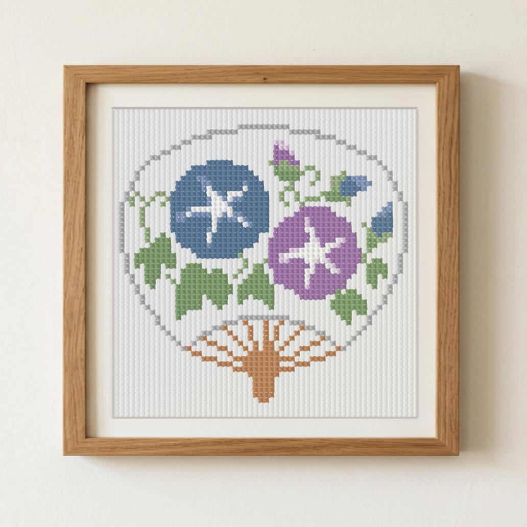 (刺繍キット販売)  朝顔の夏うちわ  クロスステッチ | 9枚目