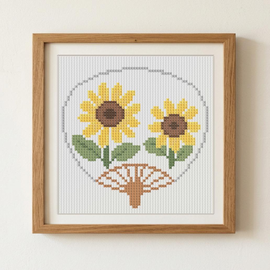 (刺繍キット販売)  ひまわりの夏うちわ  クロスステッチ | 8枚目