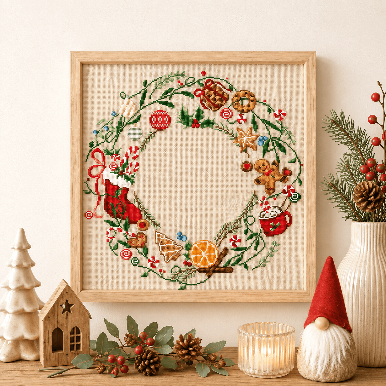 (刺繍キット販売)  甘い香りのクリスマスリース  クロスステッチ | 10枚目