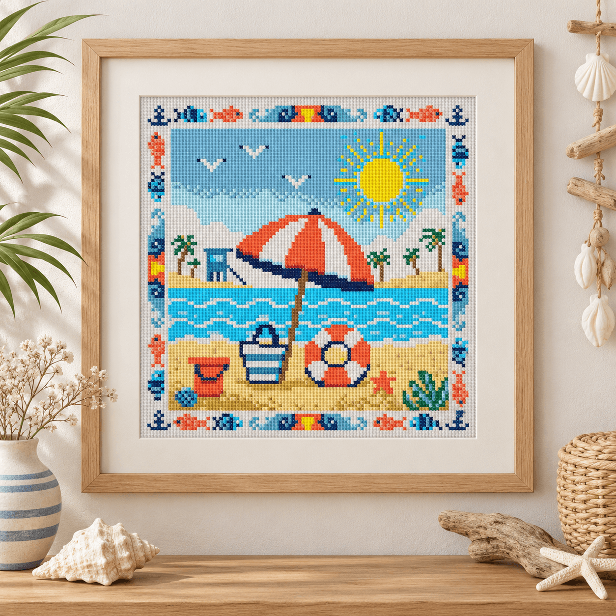 (刺繍キット販売)  Seaside  scenery  ～海辺の風景～  クロスステッチ