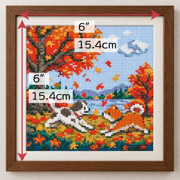 (刺繍キット販売)  秋の湖畔で遊ぶ犬  クロスステッチ | 7枚目