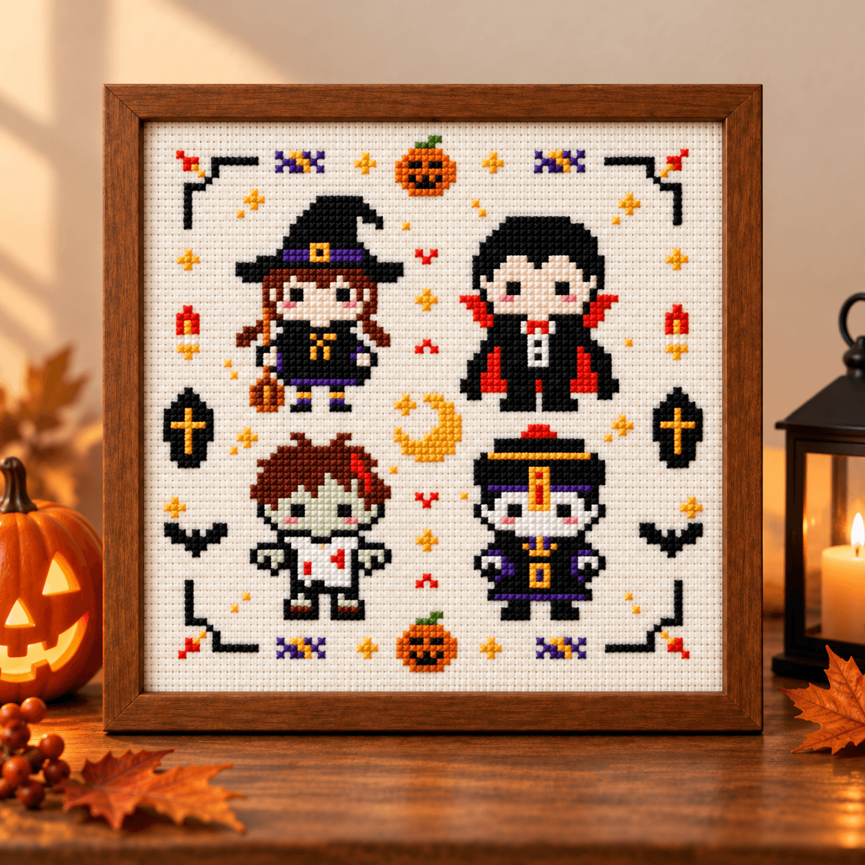 (刺繍キット販売)  仮装でハロウィン！   クロスステッチ