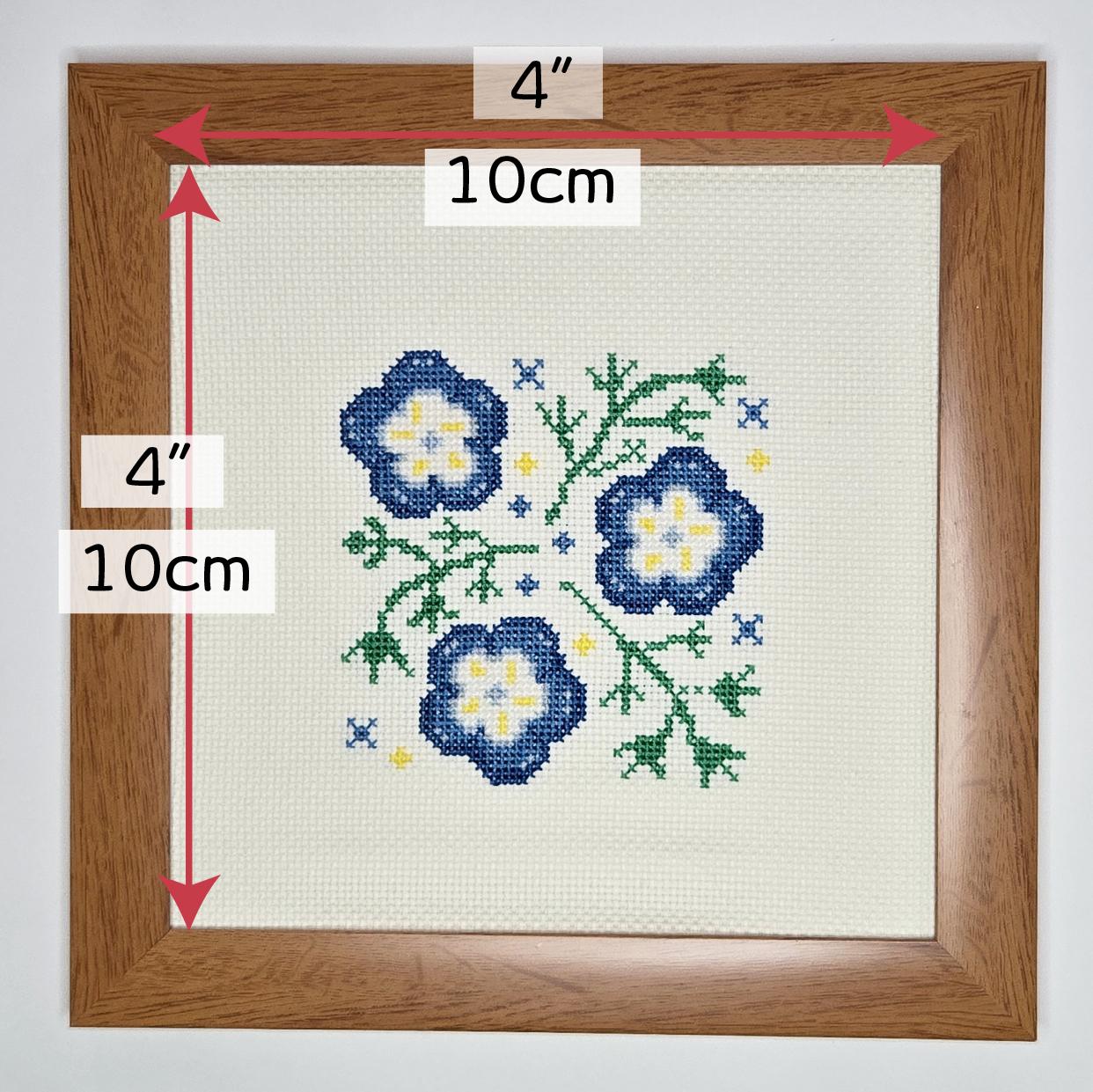 (刺繍キット販売) ネモフィラ クロスステッチ 初心者用 コースターサイズ | 4枚目