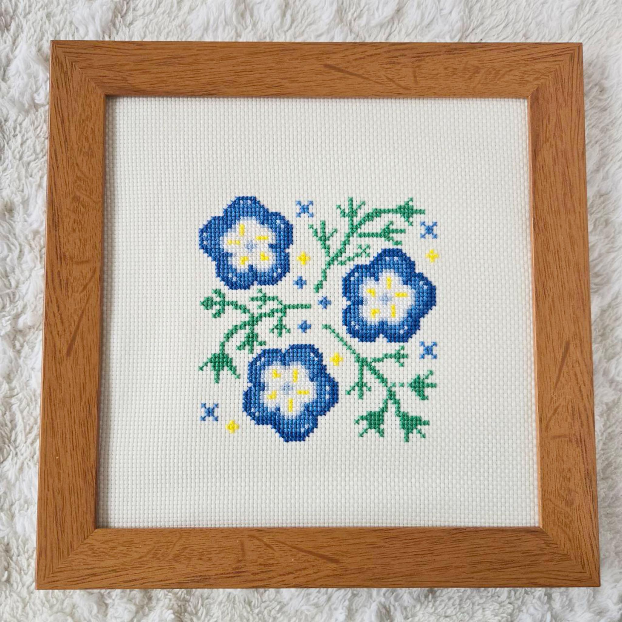 (刺繍キット販売) ネモフィラ クロスステッチ 初心者用 コースターサイズ | 8枚目