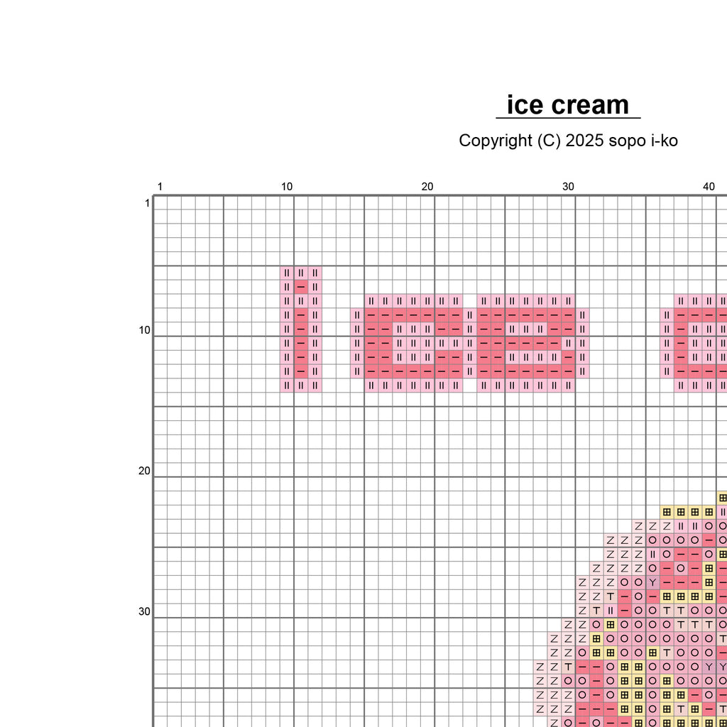 アイスクリーム  クロスステッチ(キット販売)